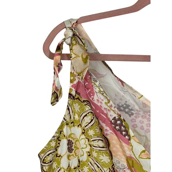 NWT Area Stars Floral Neutral Colors Cropped Sleeveless V-neck Tank Top Size L - Picture 4 of 8